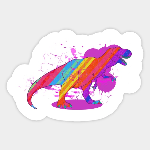 Rainbowsaurus-Rex Sticker by Fizzybubblech